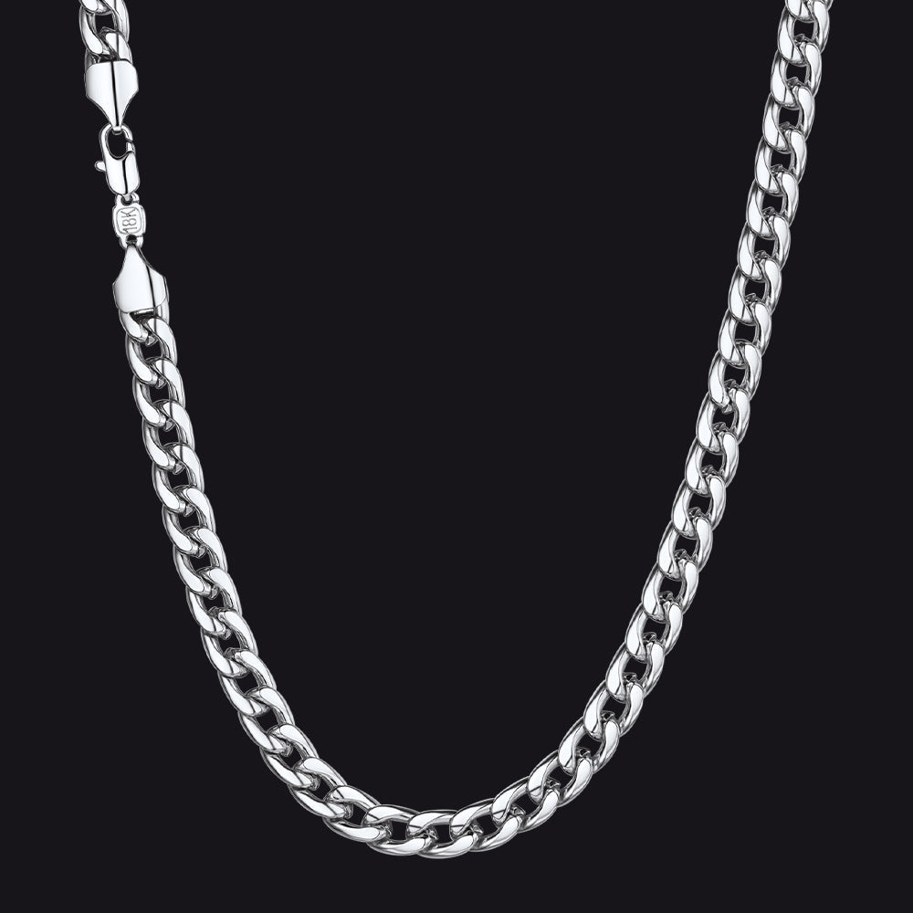 7mm Curb Cuban Chain Link Necklace for
