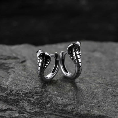 Sterling Silver Cobra Snake Huggie Hoop Earrings for