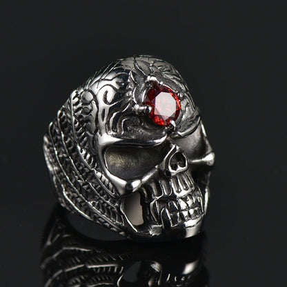 Flash Gothic Skull Ring With Red Gem Forehead for /