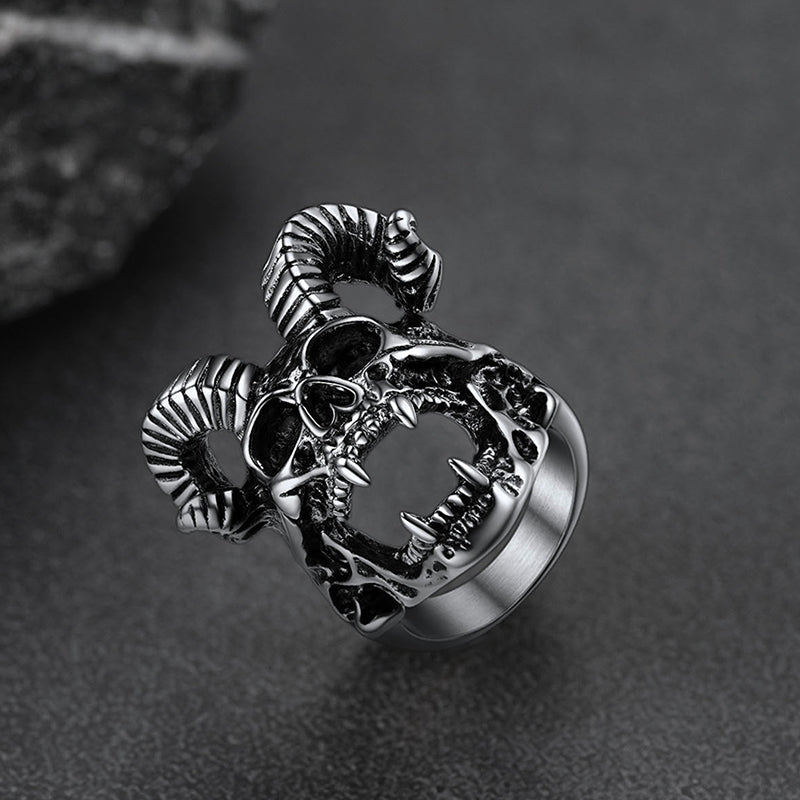 Satanic Baphomet Goat Skull Ring for