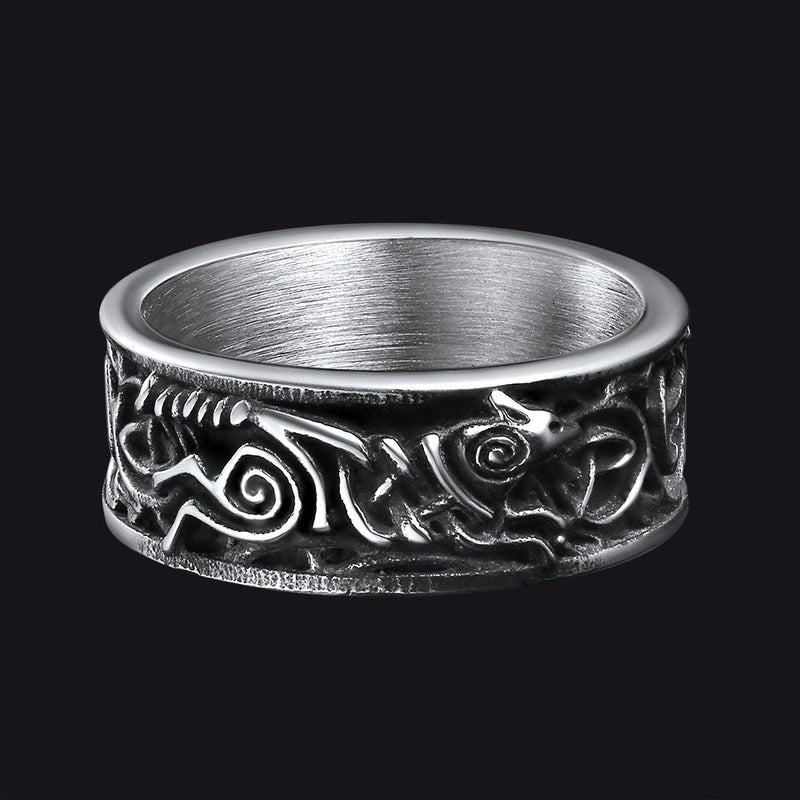 Norse Viking Celtic Wolf Ring Band for