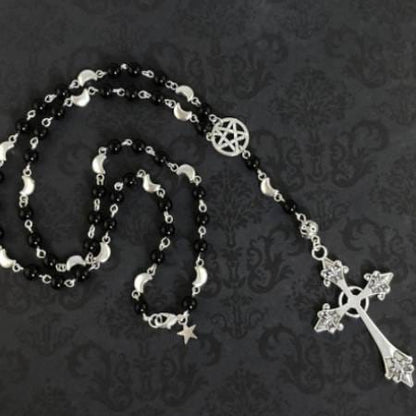 Magick Moon Obsidian Pentagram Necklace