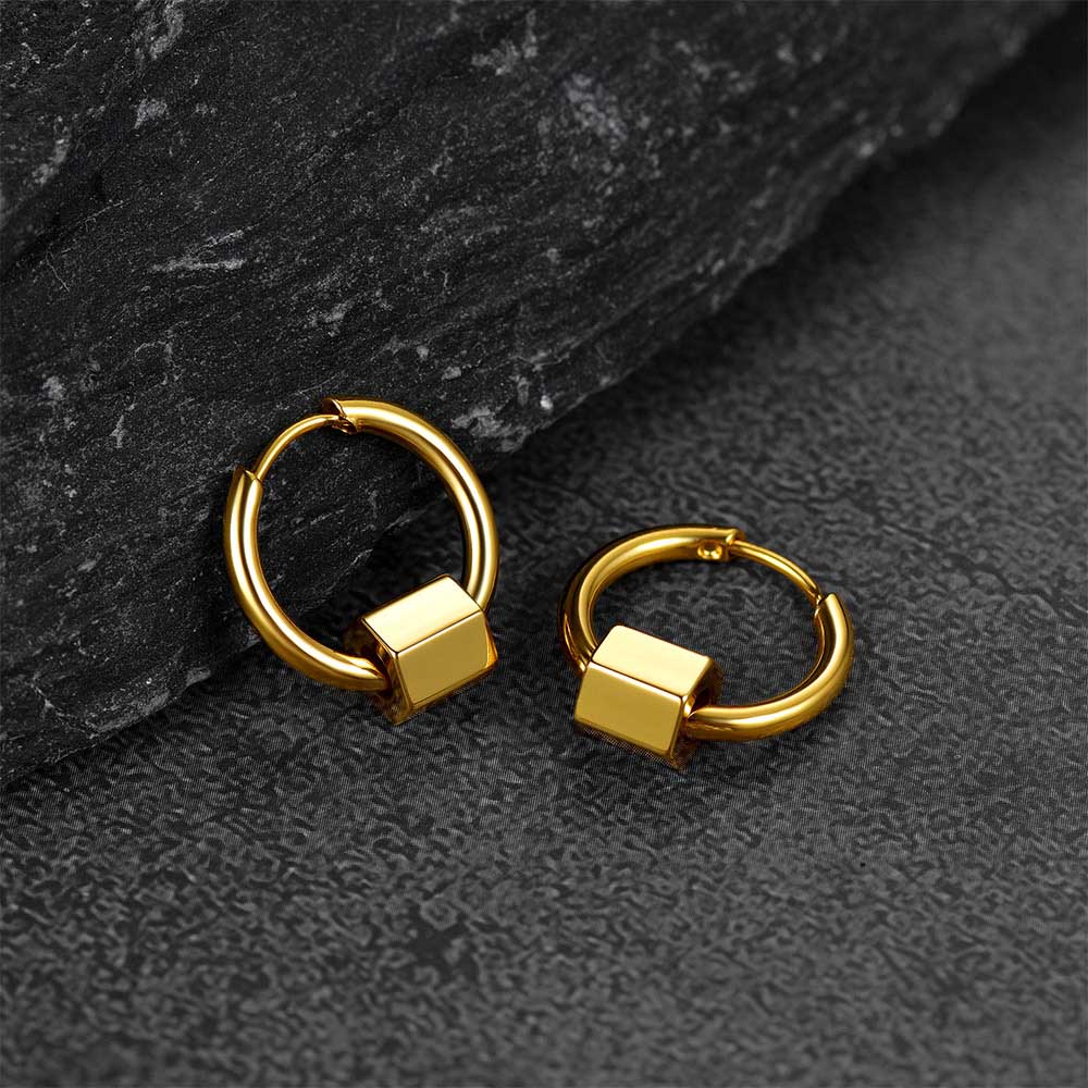 Flash Punk Hexagon Piercing Hoop Earrings for