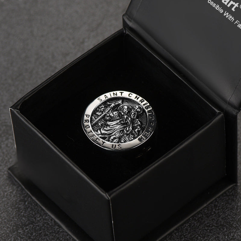 Flash St. Christopher Stainless Steel Ring for
