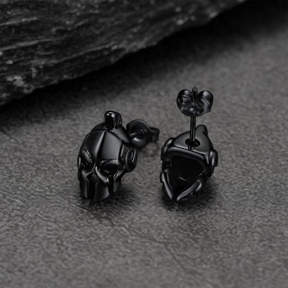 Ancient Greek Spartan Helmet Stud Earrings for