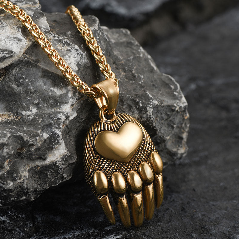 Viking Bear Paw Pendant Necklace Jewelry for