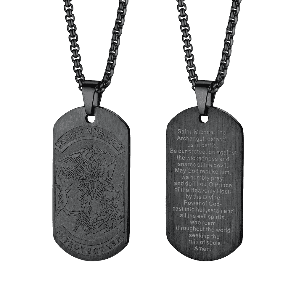 The Archangel Saint Michael Dog Tag Necklace for