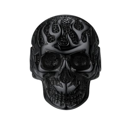 Gothic Fire Flaming Skull Stainless Steel Ring for