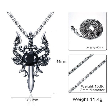Twin Dragon Blade Necklace