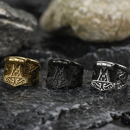 Viking Mjolnir Signet Ring Thor's Hammer Ring for
