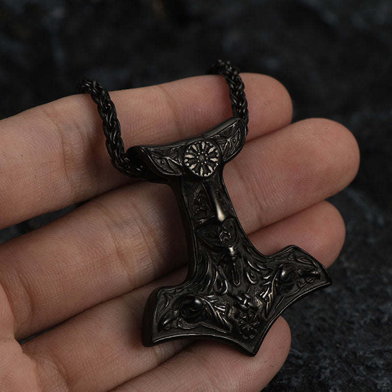 Viking Thor's Hammer Necklace Odin Mjolnir Pendant for