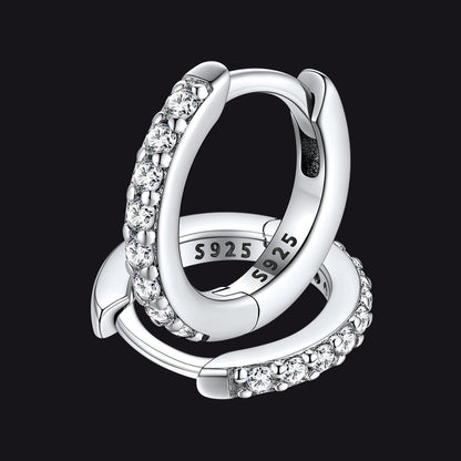 Sparkling Diamond Cartilage Huggie Hoop Earrings for in Sterling Silver