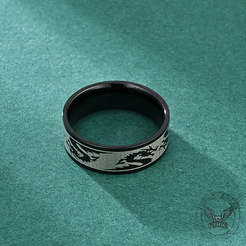 8 Mm Dragon Shadow Stainless Steel Ring