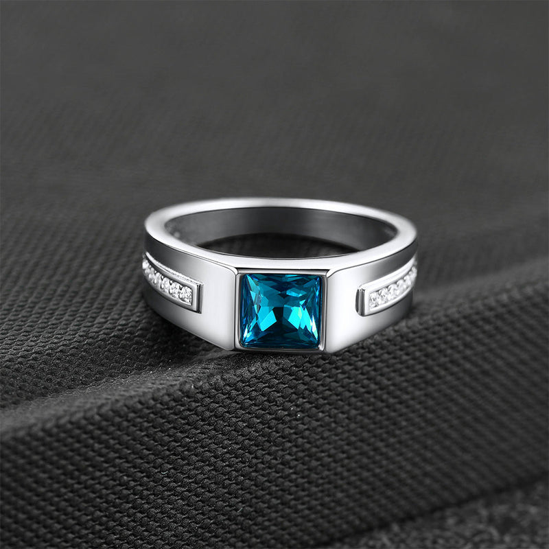Sterling Silver Birthstone Wedding Band Ring for