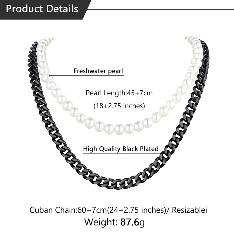 Freshwater Pearl & Cuban Link Chain Necklace for