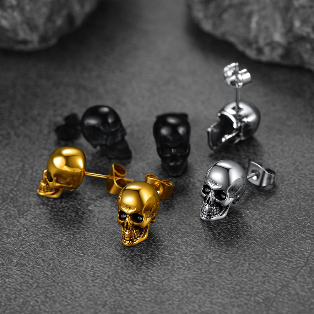 Gothic Punk Skull Stud Earrings for