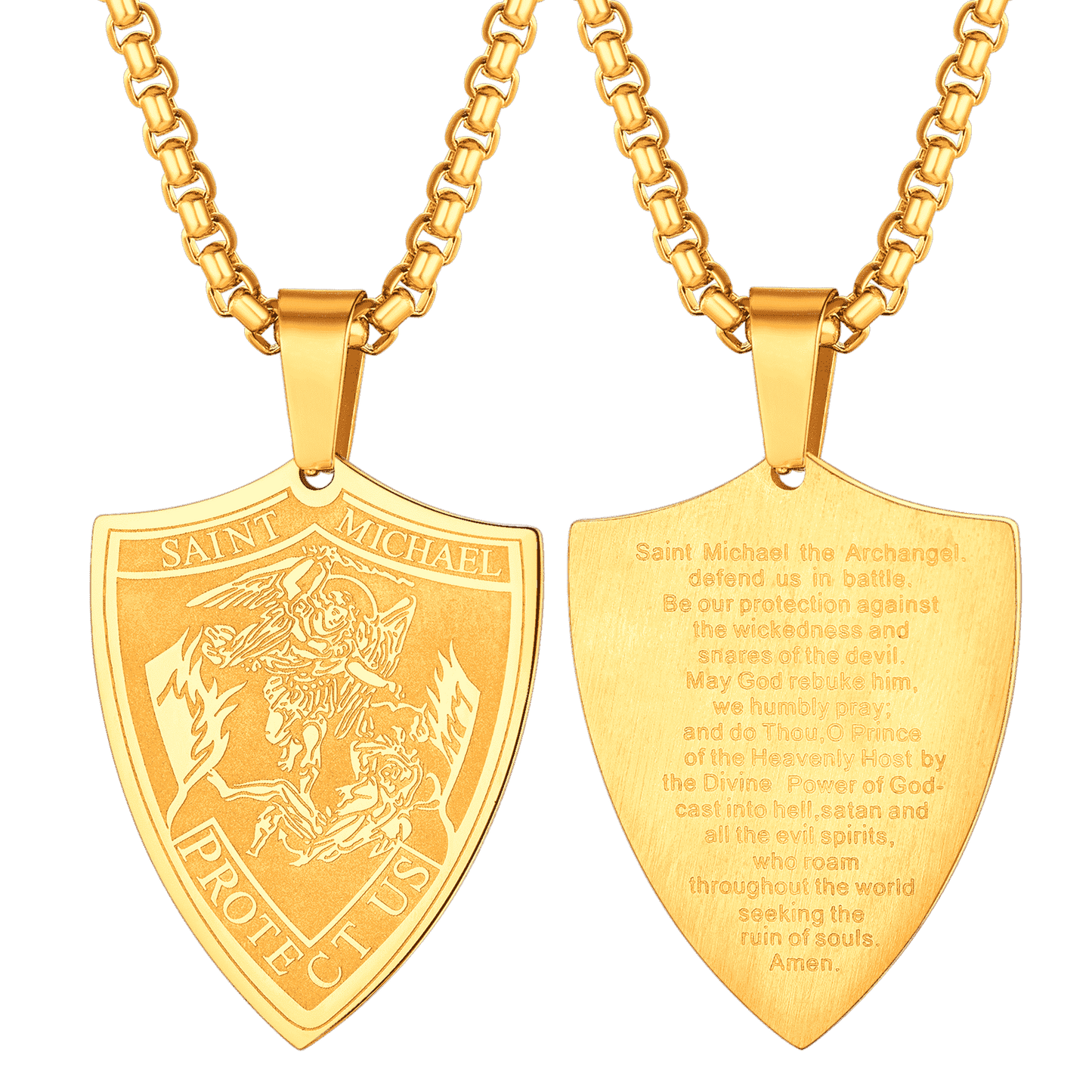 Saint Michael Necklace Shield Archangel Protection Pendant for