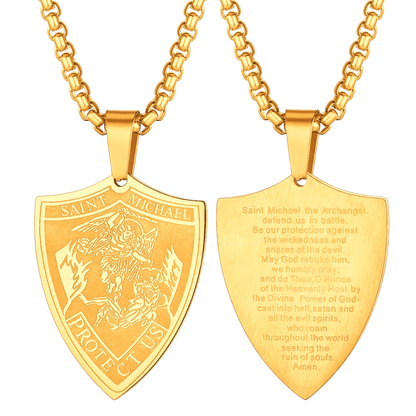 Saint Michael Necklace Shield Archangel Protection Pendant for