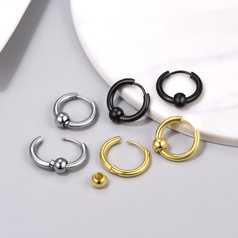 Samll Piercing Huggie Hoop Earrings Set for 3 Pairs