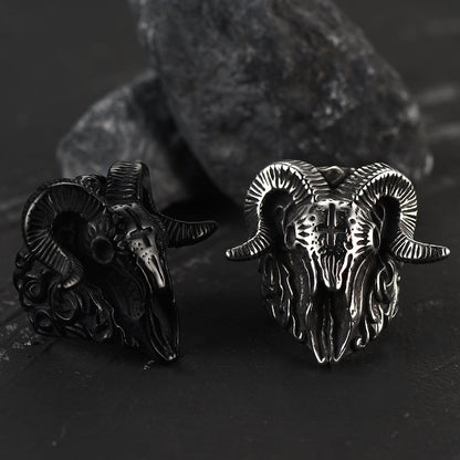Faithheart Stainless Steel Satan Baphomet Goat Ring for