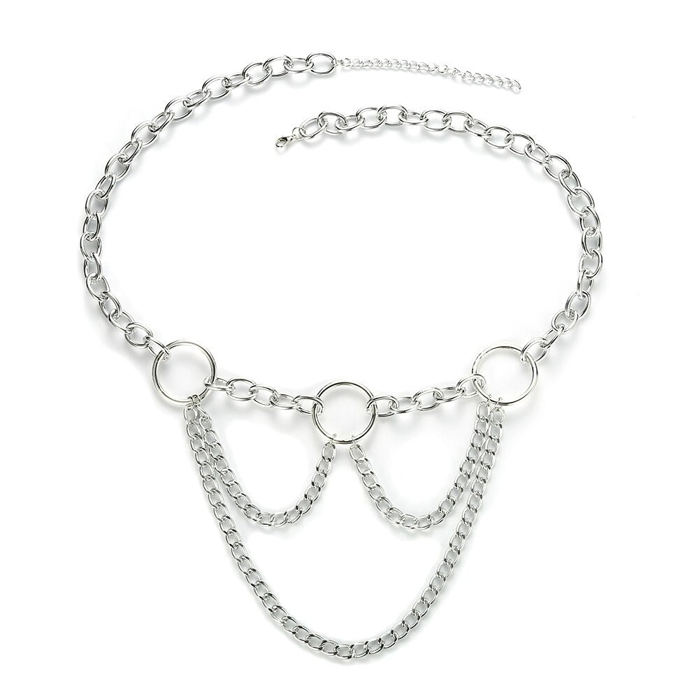 90s Metal Chain Belt / Statement Waist Chain for