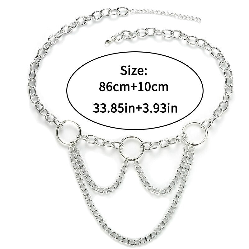 90s Metal Chain Belt / Statement Waist Chain for