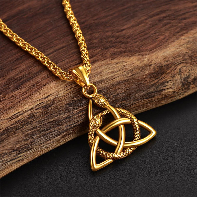 Ouroboros Celtic Knot Snake Pendant Necklace