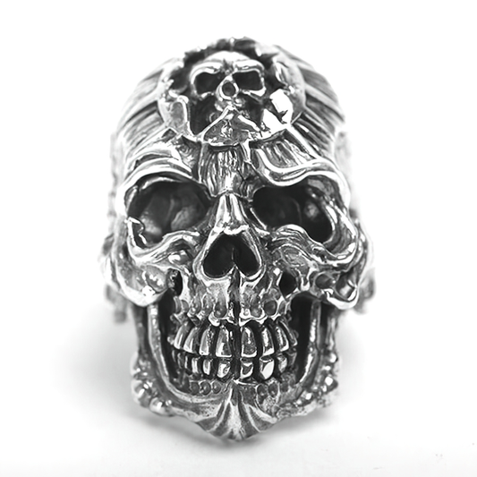 925 Sterling Silver Devil Skull Ring / Rock Style Skull Ring / Biker Jewelry
