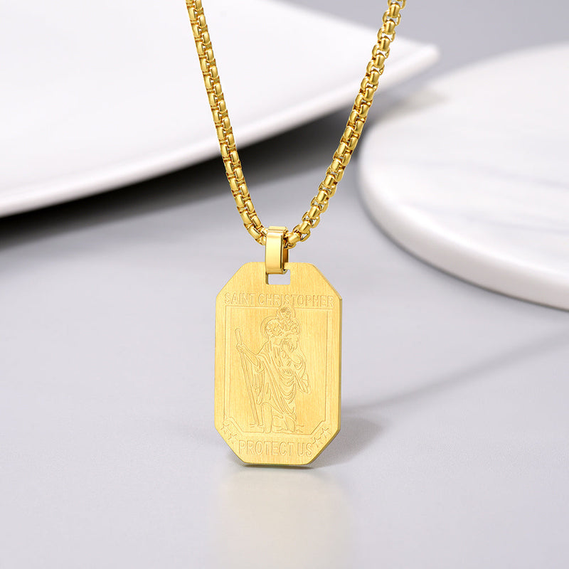 St. Christopher Dog Tag Necklace for