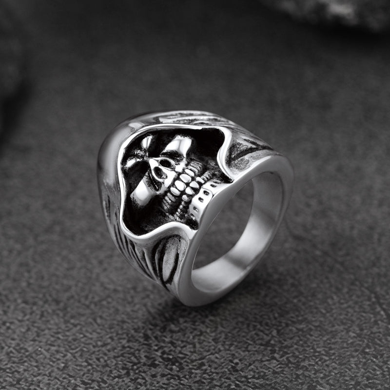 Gothic Grim Reaper Skull Ring for in Stainless Steel