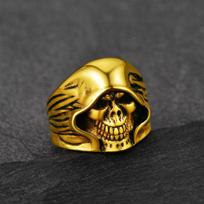 Gothic Grim Reaper Skull Ring for in Stainless Steel