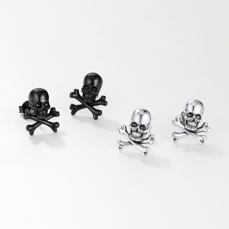 Punk Skull Crossbones Stud Earrings for