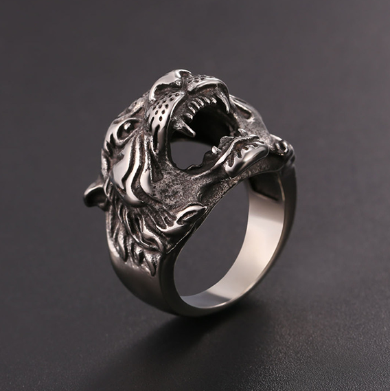 Punk Tiger Head Ring for