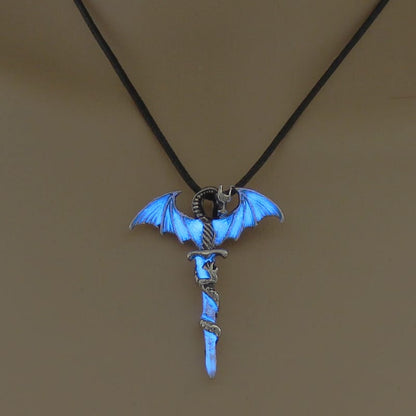 Luminous Crescent Moon and Dragon Necklace