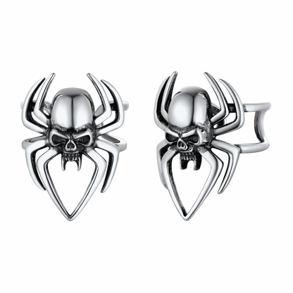 Sterling Silver Spider Skull Ear Cuff Earrings Halloween Gift