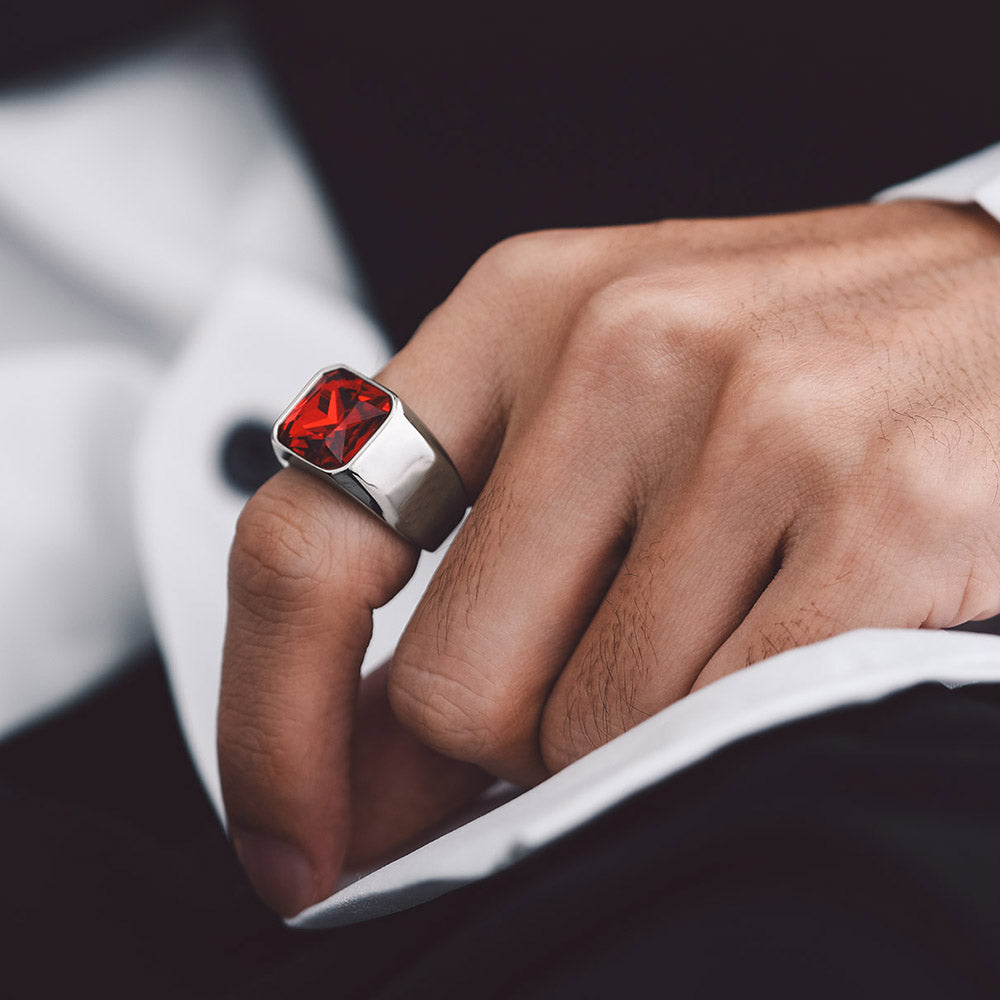 Engraved Cz Gemstone Band Ring for