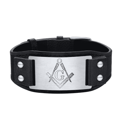Flash Masonic Cuff Bracelet Leather Wristband for