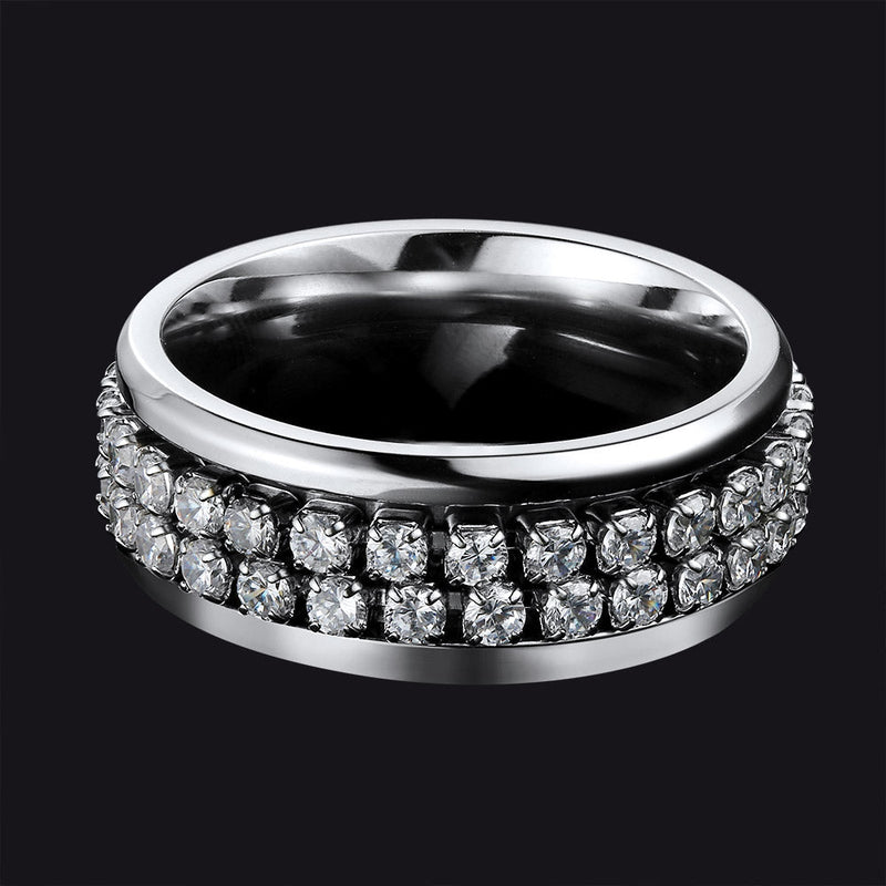 Cz Diamond Fidget Anxiety Band Ring for
