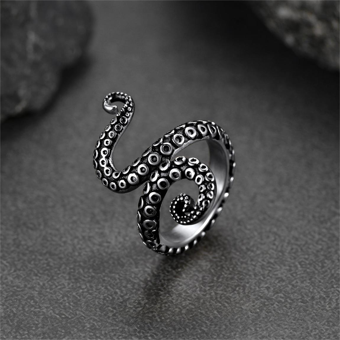 Punk Octopus Tentacle Ring for in Stainless Steel