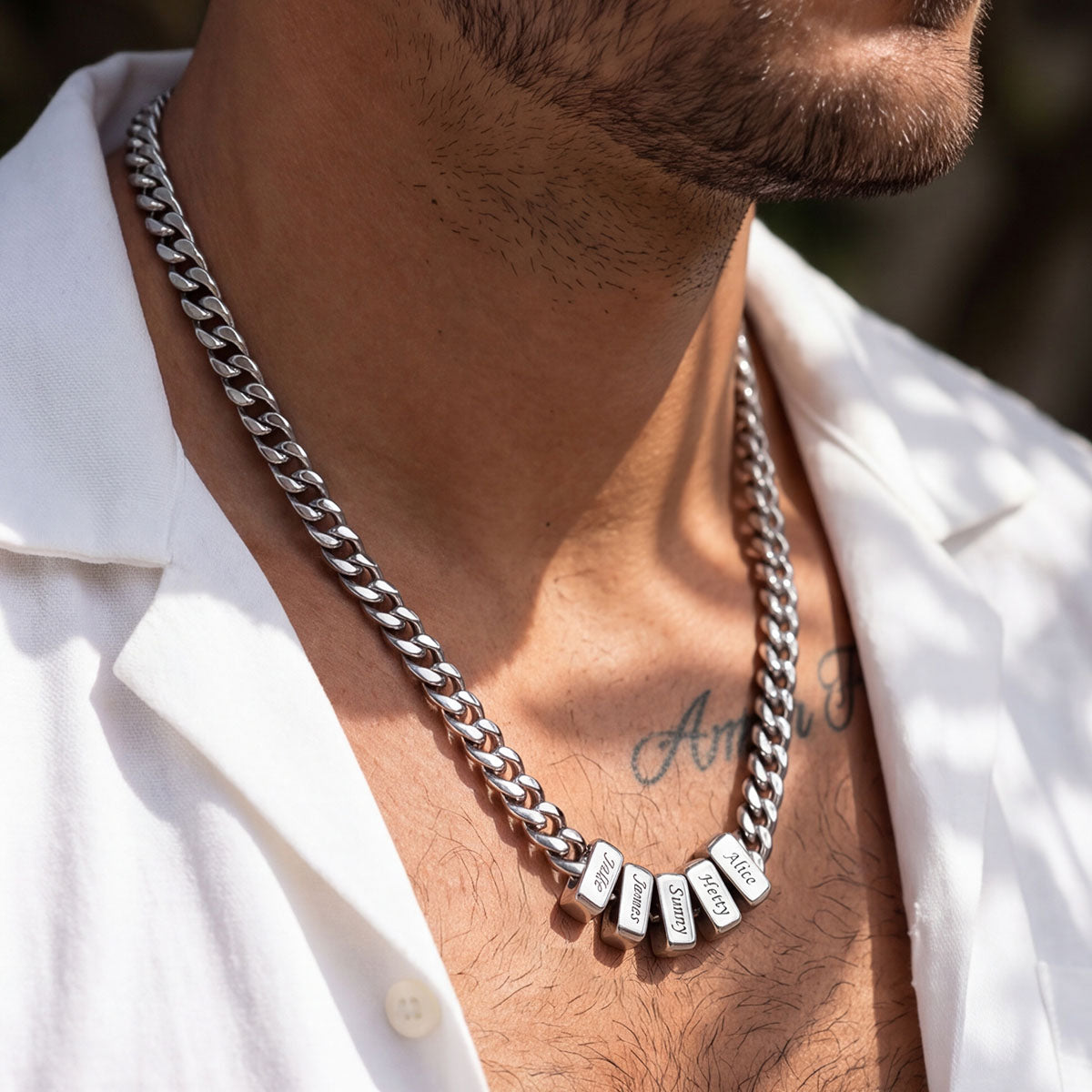 Custom Multi Charm Name Cuban Link Chain Necklace for Father Gift