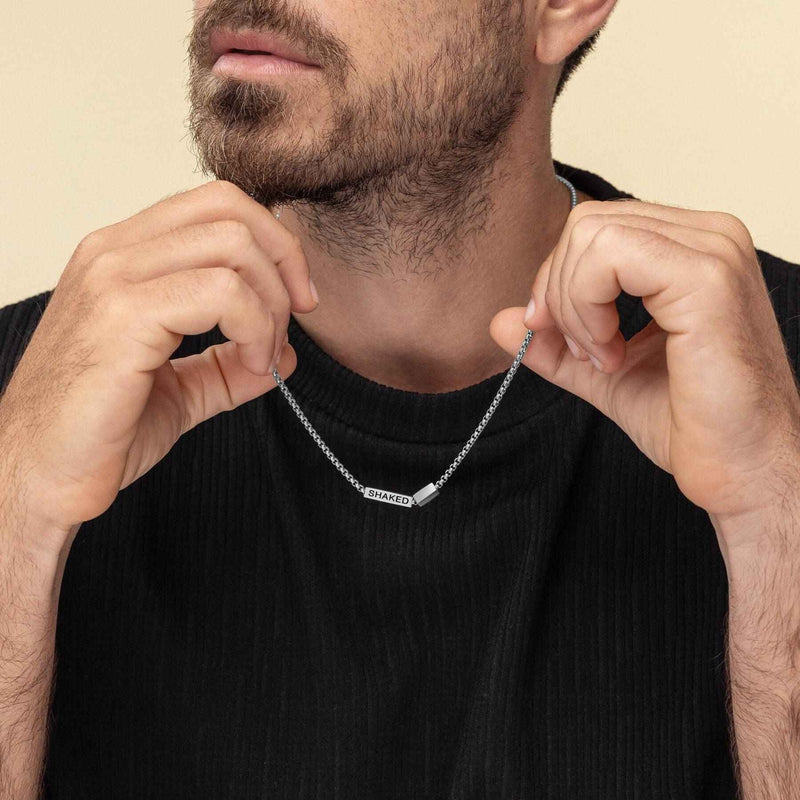 Custom Engraved Names Bar Chain Necklace for
