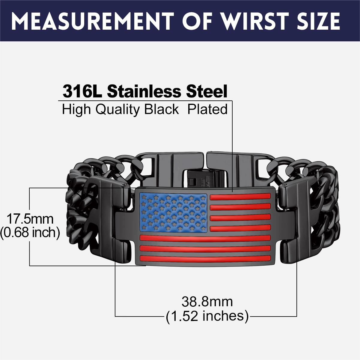 Usa American Flag Cuban Link Chain Bracelet for 8mm Width