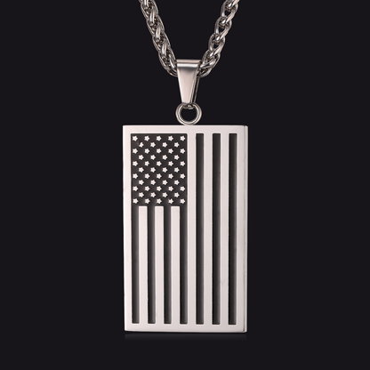 American Flag Dog Tag Pendant Nekclace for
