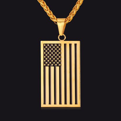 American Flag Dog Tag Pendant Nekclace for
