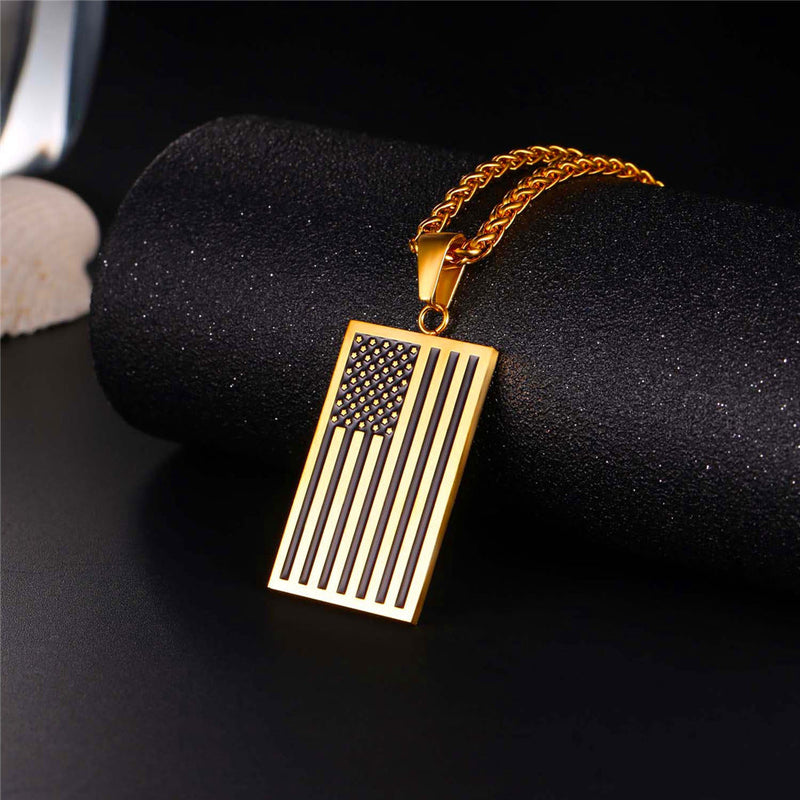 American Flag Dog Tag Pendant Nekclace for