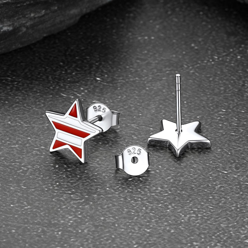 4th of July Star Earrings American Flag Studs for