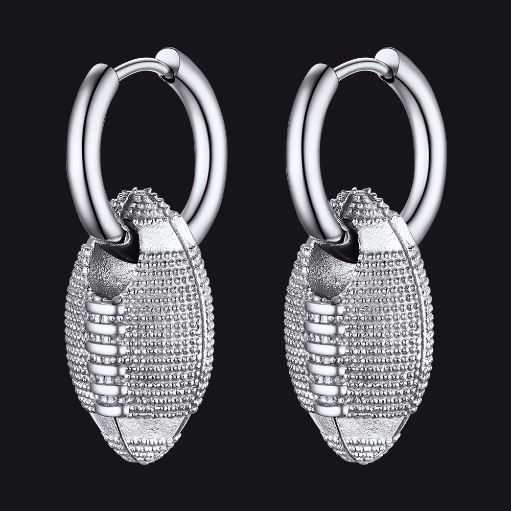 American Football Dangle Hoop Earrings for