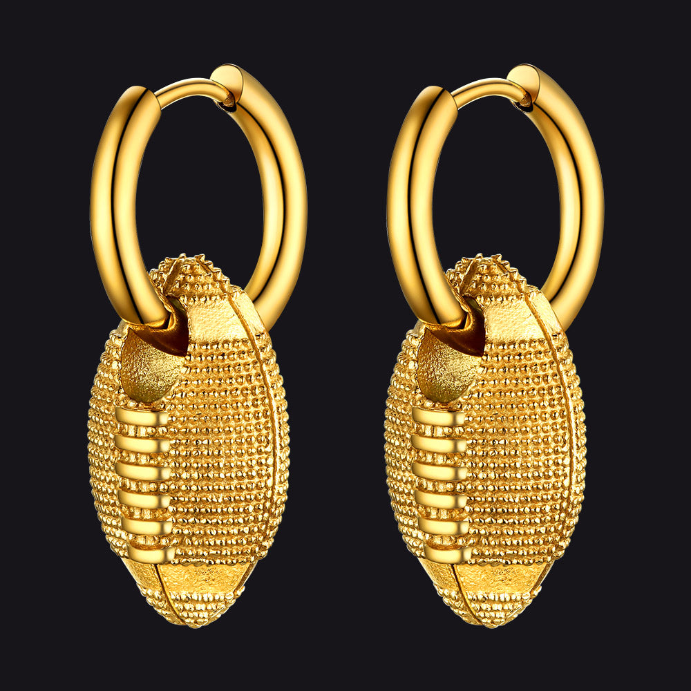American Football Dangle Hoop Earrings for