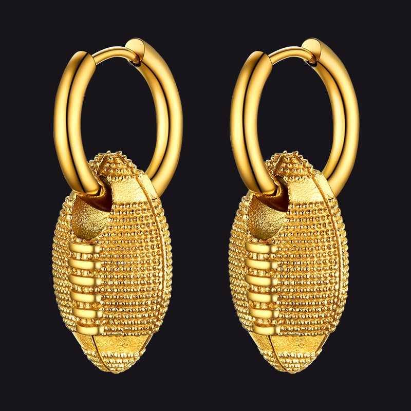 American Football Dangle Hoop Earrings for