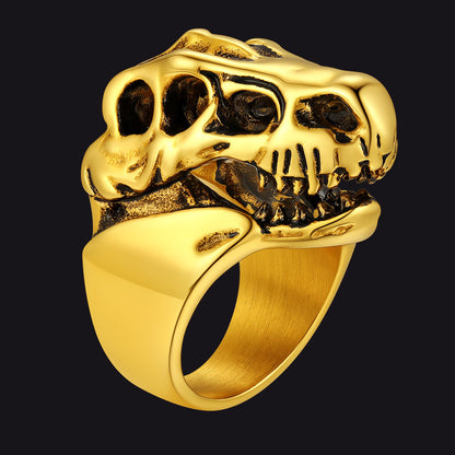 Biker Animal Chunky Dinosaur Head Stainless Steel Ring for
